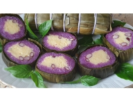 Bánh Tét Lá Cẩm Chay Nhân Đậu 