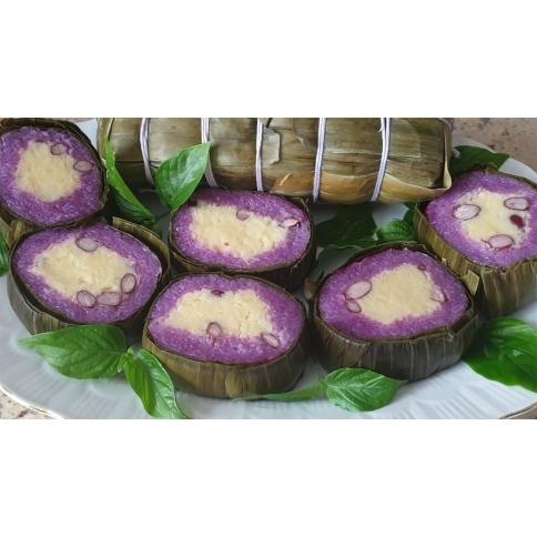 Bánh Tét Lá Cẩm Chay Nhân Đậu 